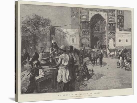 An Open-Air Restaurant at Lahore-Edwin Lord Weeks-Stretched Canvas