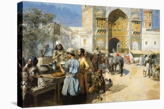 An Open-Air Restaurant, Lahore, C1889-Edwin Lord Weeks-Stretched Canvas