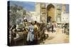 An Open-Air Restaurant, Lahore, C1889-Edwin Lord Weeks-Stretched Canvas