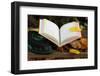 An open Holy Quran on wood stand and a kufi, France, Europe-Godong-Framed Photographic Print