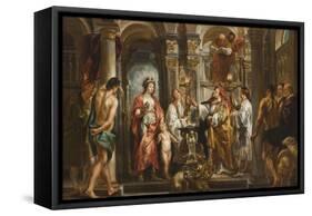 An Oracle (Thetis and Achilles before the Oracle) before 1643-Jacob Jordaens-Framed Stretched Canvas