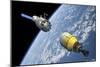 An Orbital Maintenance Platform Approaches an Orbiting Booster in Low Earth Orbit-Stocktrek Images-Mounted Art Print