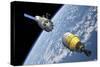 An Orbital Maintenance Platform Approaches an Orbiting Booster in Low Earth Orbit-Stocktrek Images-Stretched Canvas