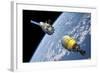 An Orbital Maintenance Platform Approaches an Orbiting Booster in Low Earth Orbit-Stocktrek Images-Framed Art Print