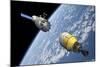 An Orbital Maintenance Platform Approaches an Orbiting Booster in Low Earth Orbit-Stocktrek Images-Mounted Art Print