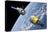 An Orbital Maintenance Platform Approaches an Orbiting Booster in Low Earth Orbit-Stocktrek Images-Stretched Canvas