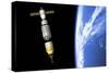 An Orbital Maintenance Platform Docks an Orbiting Booster in Low Earth Orbit-Stocktrek Images-Stretched Canvas