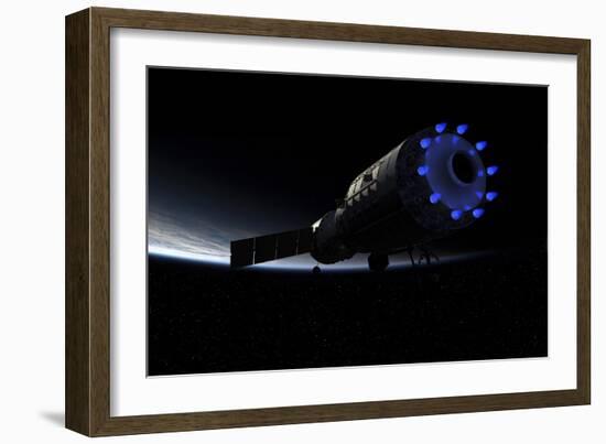 An Orbital Maintenance Platform Fires it Liquid-Propellant Rocket Thrusters-Stocktrek Images-Framed Art Print