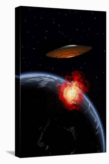 An Orbiting Ufo Launches a Deadly Attack Upon the Surface of Earth-null-Stretched Canvas