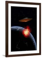 An Orbiting Ufo Launches a Deadly Attack Upon the Surface of Earth-null-Framed Art Print