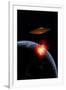 An Orbiting Ufo Launches a Deadly Attack Upon the Surface of Earth-null-Framed Premium Giclee Print