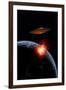 An Orbiting Ufo Launches a Deadly Attack Upon the Surface of Earth-null-Framed Premium Giclee Print