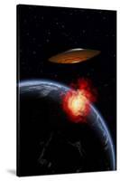 An Orbiting Ufo Launches a Deadly Attack Upon the Surface of Earth-null-Stretched Canvas