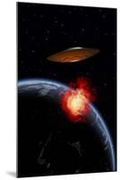 An Orbiting Ufo Launches a Deadly Attack Upon the Surface of Earth-null-Mounted Art Print