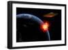 An Orbiting Ufo Launches a Deadly Attack Upon the Surface of Earth-null-Framed Premium Giclee Print