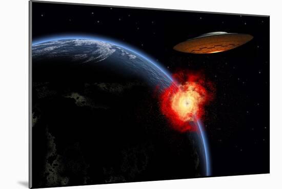 An Orbiting Ufo Launches a Deadly Attack Upon the Surface of Earth-null-Mounted Premium Giclee Print