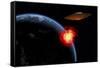 An Orbiting Ufo Launches a Deadly Attack Upon the Surface of Earth-null-Framed Stretched Canvas