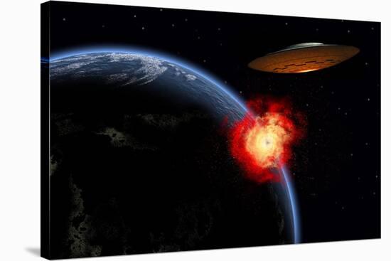 An Orbiting Ufo Launches a Deadly Attack Upon the Surface of Earth-null-Stretched Canvas