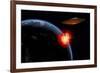 An Orbiting Ufo Launches a Deadly Attack Upon the Surface of Earth-null-Framed Art Print