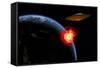 An Orbiting Ufo Launches a Deadly Attack Upon the Surface of Earth-null-Framed Stretched Canvas