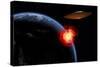 An Orbiting Ufo Launches a Deadly Attack Upon the Surface of Earth-null-Stretched Canvas