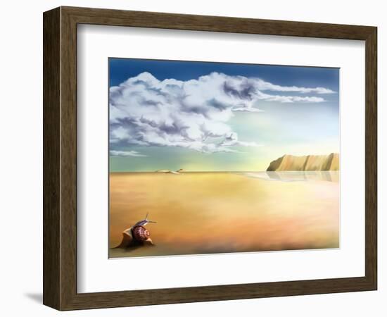 An Original Stylized Illustration of a Surreal Landscape Background-paul fleet-Framed Art Print