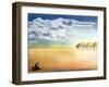 An Original Stylized Illustration of a Surreal Landscape Background-paul fleet-Framed Art Print