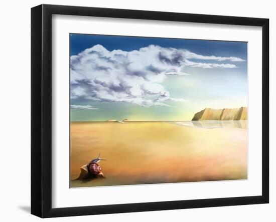 An Original Stylized Illustration of a Surreal Landscape Background-paul fleet-Framed Art Print