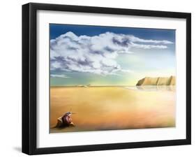 An Original Stylized Illustration of a Surreal Landscape Background-paul fleet-Framed Art Print