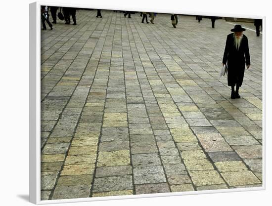 An Orthodox Israeli Jew Walks Across the Plaza Next to the Western Wall-null-Framed Photographic Print