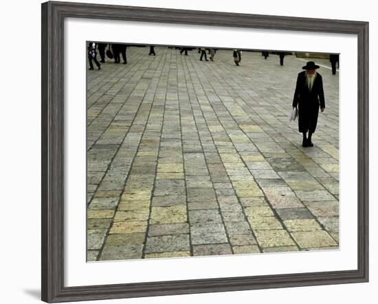 An Orthodox Israeli Jew Walks Across the Plaza Next to the Western Wall-null-Framed Photographic Print