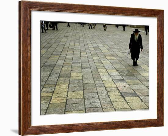 An Orthodox Israeli Jew Walks Across the Plaza Next to the Western Wall-null-Framed Photographic Print