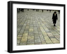 An Orthodox Israeli Jew Walks Across the Plaza Next to the Western Wall-null-Framed Photographic Print