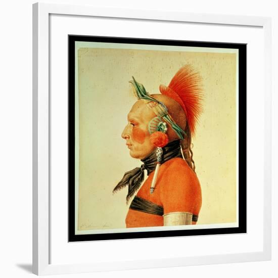 An Osage Warrior, 1804 (Colour Litho)-Charles Balthazar Julien Fevret De Saint-memin-Framed Giclee Print