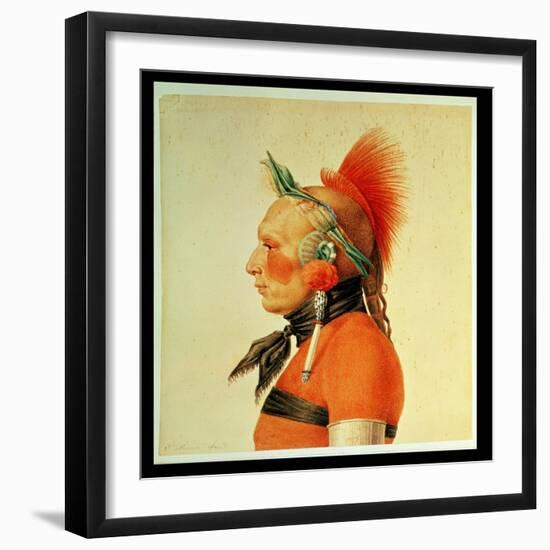 An Osage Warrior, 1804 (Colour Litho)-Charles Balthazar Julien Fevret De Saint-memin-Framed Giclee Print