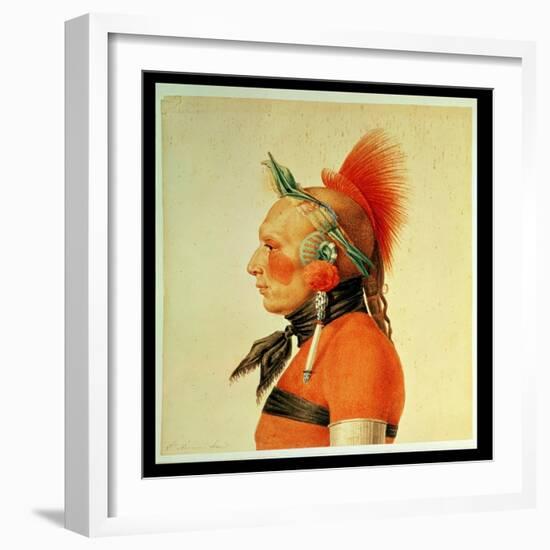 An Osage Warrior, 1804 (Colour Litho)-Charles Balthazar Julien Fevret De Saint-memin-Framed Giclee Print