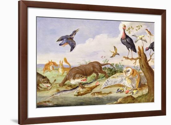 An Otter and an Owl Guarding their Catches-Jan van Kessel the Elder-Framed Giclee Print