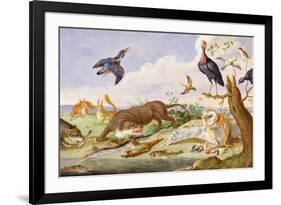 An Otter and an Owl Guarding their Catches-Jan van Kessel the Elder-Framed Giclee Print