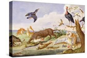 An Otter and an Owl Guarding their Catches-Jan van Kessel the Elder-Stretched Canvas