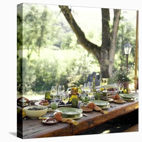 An Outdoor Table Setting with a Vegetarian Meal-Renée Comet-Stretched Canvas