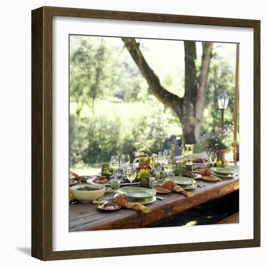 An Outdoor Table Setting with a Vegetarian Meal-Renée Comet-Framed Photographic Print