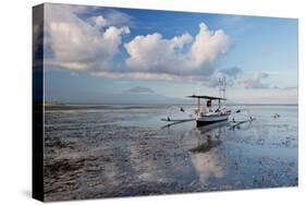 An Outrigger Fishing Boat on the Coast of Bali-Alex Saberi-Stretched Canvas