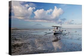 An Outrigger Fishing Boat on the Coast of Bali-Alex Saberi-Stretched Canvas