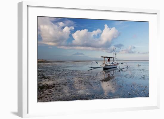 An Outrigger Fishing Boat on the Coast of Bali-Alex Saberi-Framed Photographic Print