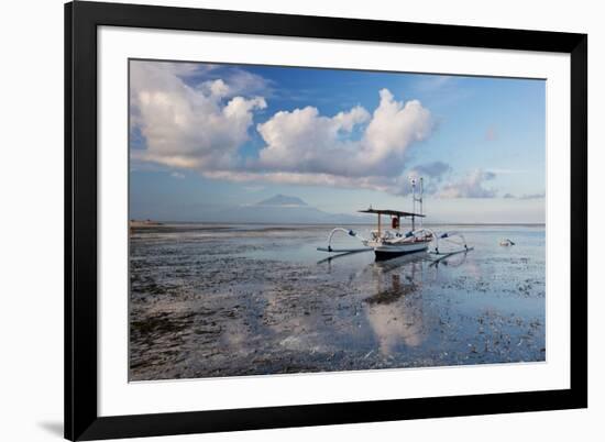 An Outrigger Fishing Boat on the Coast of Bali-Alex Saberi-Framed Photographic Print