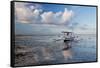 An Outrigger Fishing Boat on the Coast of Bali-Alex Saberi-Framed Stretched Canvas