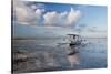 An Outrigger Fishing Boat on the Coast of Bali-Alex Saberi-Stretched Canvas