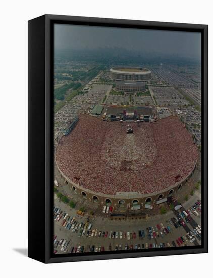 An Overhead Aerial View of the Crowd at Jfk Stadium-null-Framed Stretched Canvas