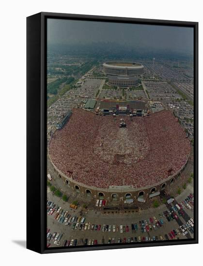 An Overhead Aerial View of the Crowd at Jfk Stadium-null-Framed Stretched Canvas