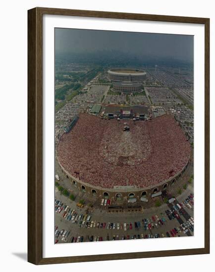 An Overhead Aerial View of the Crowd at Jfk Stadium-null-Framed Premium Photographic Print